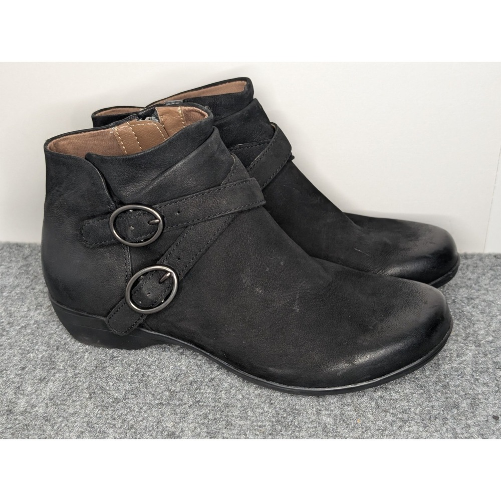 Dansko Boots Womens 37 Faithe Side Zip Ankle Booties 5508360200 Black Leather